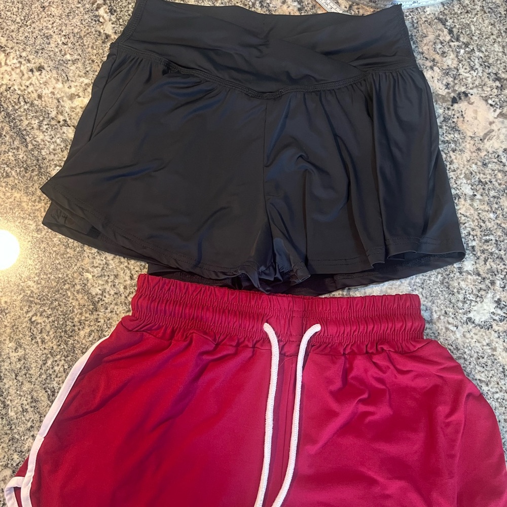 #314. SHEIN  and S. Christina Black and Red Athletic Shorts. Both Size SM